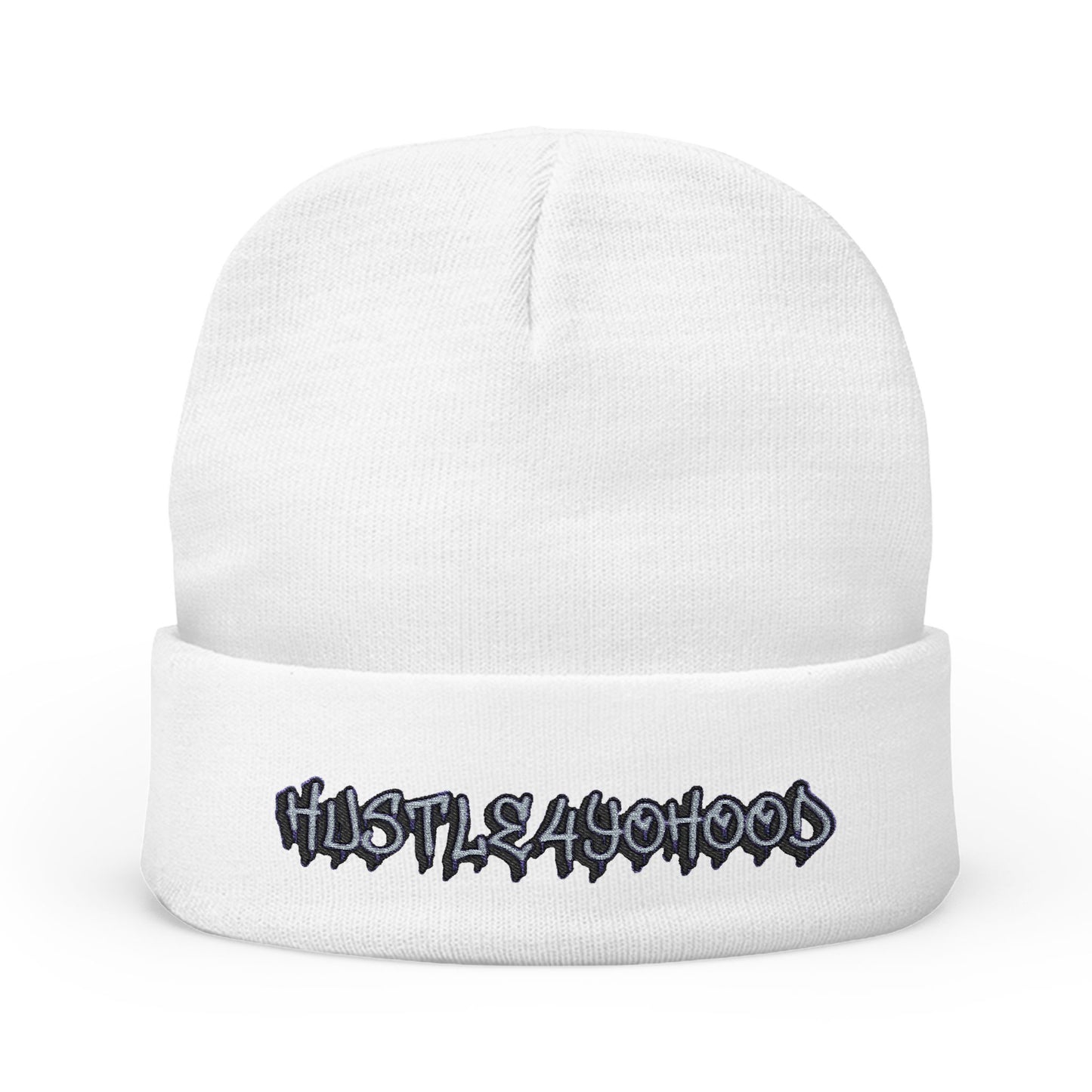 Embroidered Knit Beanie - Hustle420Wood Gray Beanie for Casual Style
