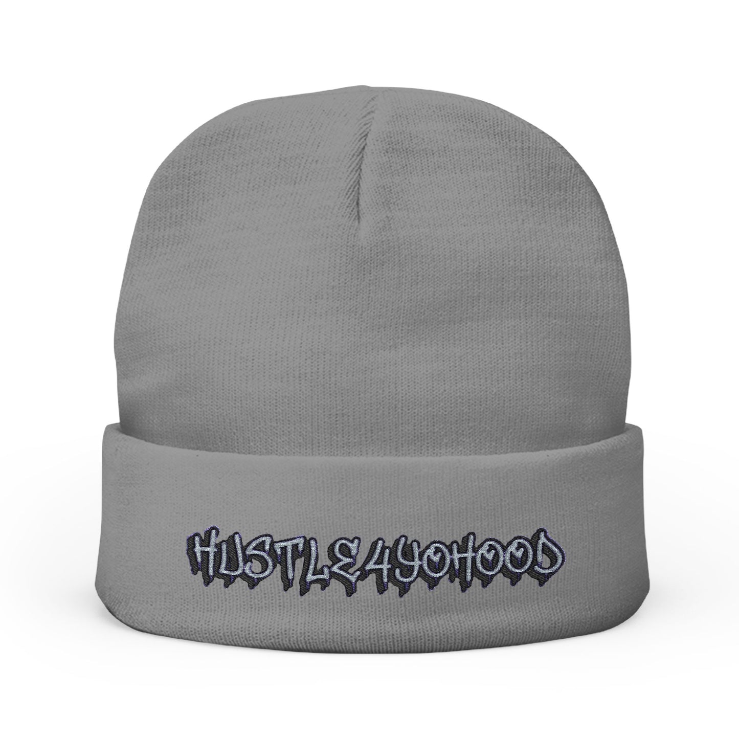 Embroidered Knit Beanie - Hustle420Wood Gray Beanie for Casual Style