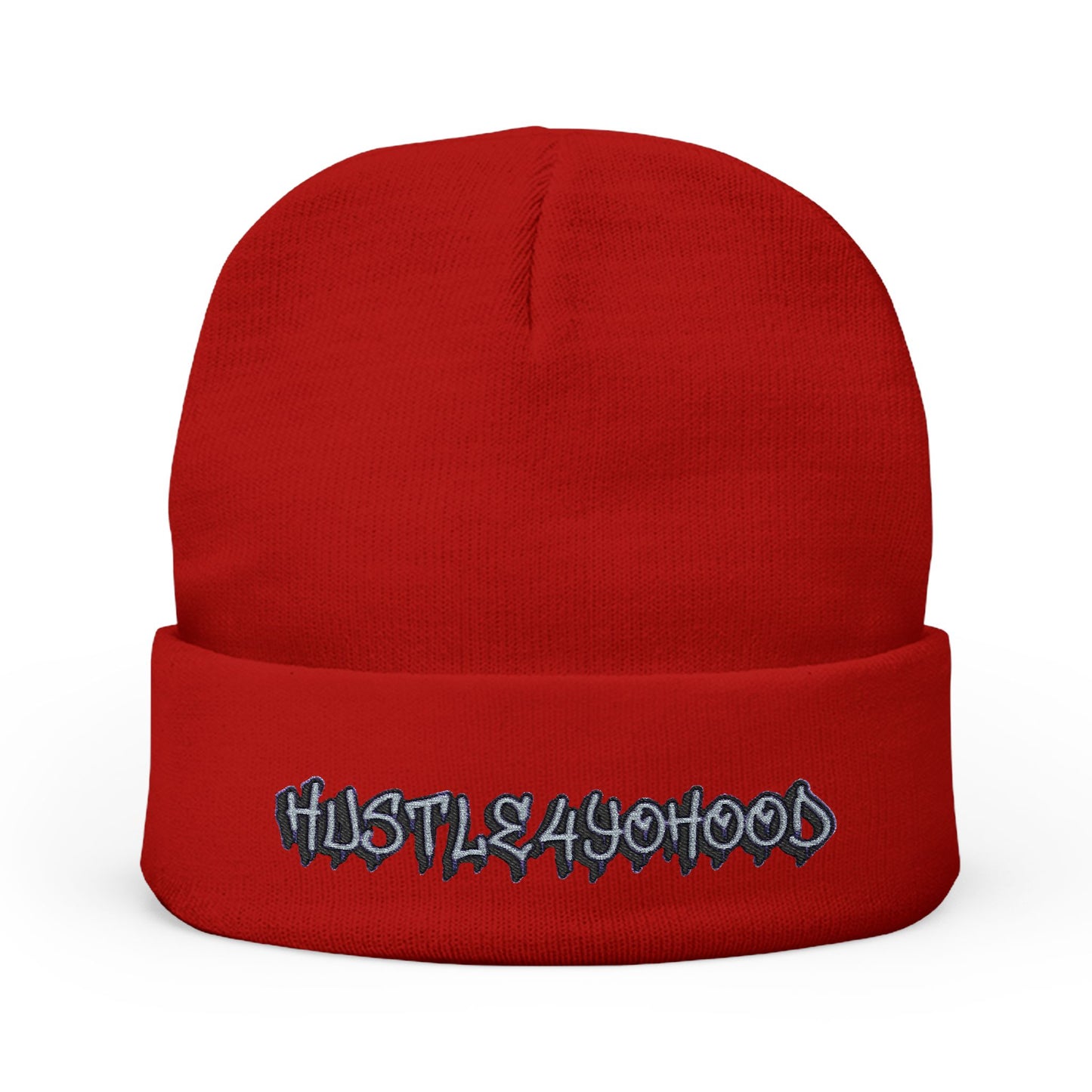 Embroidered Knit Beanie - Hustle420Wood Gray Beanie for Casual Style